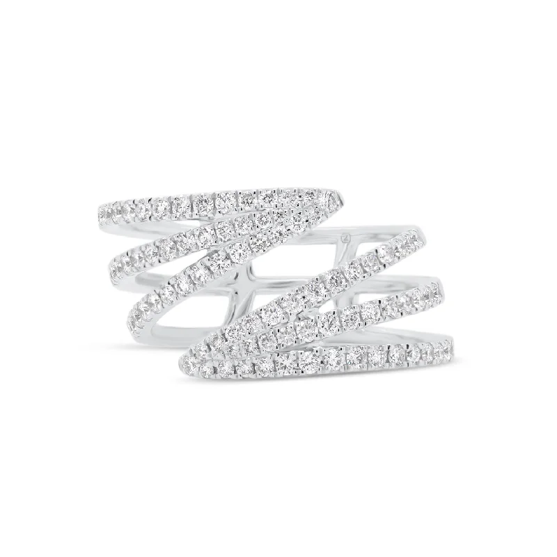 Bangle - Style Fashion Rings in Rose - Gold - Plated Aluminum with Etched PatternsDiamond Triple Coil Ring Bangle - Style Fashion Rings in Rose - Gold - Plated Aluminum with Etched PatternsDiamond Triple Coil Ring