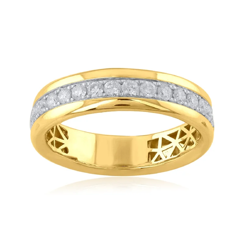 Tennis - Style Women's Diamond Rings with a Continuous Row of Diamonds for a Classic and Versatile Look18K YG Band Diamond Ring-1pc Tennis - Style Women's Diamond Rings with a Continuous Row of Diamonds for a Classic and Versatile Look18K YG Band Diamond Ring-1pc