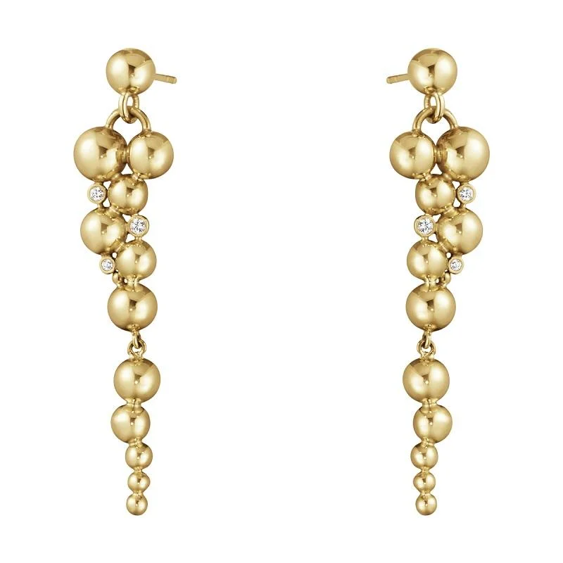 Georg Jensen Moonlight Grapes 18ct Yellow Gold Diamond Drop Earrings