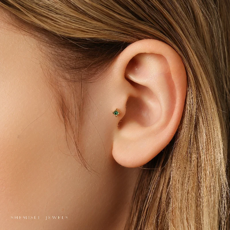 Multicolored Bead - Embellished Stud Earrings in Turquoise and Coral for a Tropical LookTiny Square Emerald Stone Threadless Flat Back Tragus Stud, 20,18,16ga, 5-10mm, Unisex, Surgical Steel, SHEMISLI SS557 Multicolored Bead - Embellished Stud Earrings in Turquoise and Coral for a Tropical LookTiny Square Emerald Stone Threadless Flat Back Tragus Stud, 20,18,16ga, 5-10mm, Unisex, Surgical Steel, SHEMISLI SS557