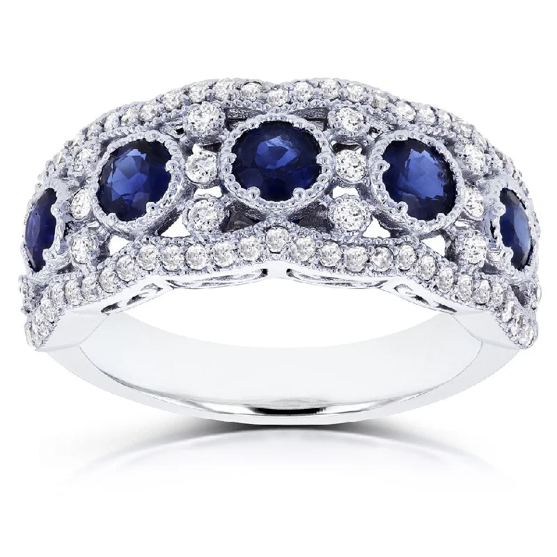 Adjustable Women's Diamond Rings with a Flexible Band for a Comfortable and Custom FitAnnello by Kobelli 10k White Gold 1 1/2ct TGW Blue Sapphire and Diamond Anniversary Ring Adjustable Women's Diamond Rings with a Flexible Band for a Comfortable and Custom FitAnnello by Kobelli 10k White Gold 1 1/2ct TGW Blue Sapphire and Diamond Anniversary Ring