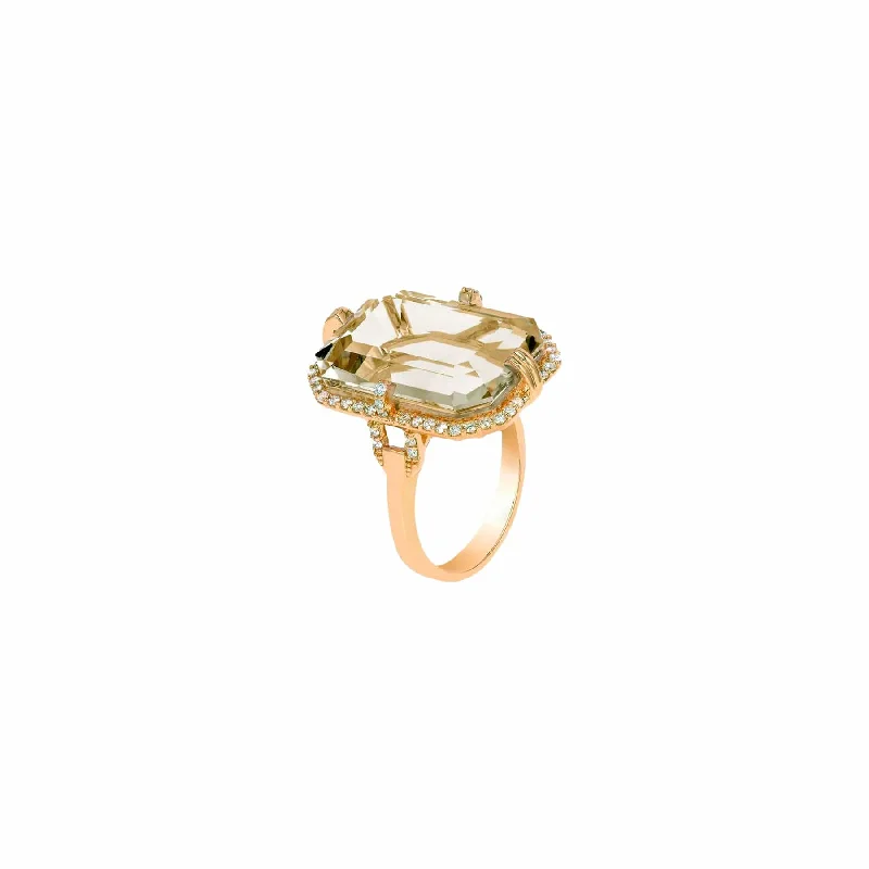 Adjustable Fashion Rings in Leather and Brass with a Tribal - Inspired DesignRock Crystal and Diamond Gossip Ring Adjustable Fashion Rings in Leather and Brass with a Tribal - Inspired DesignRock Crystal and Diamond Gossip Ring