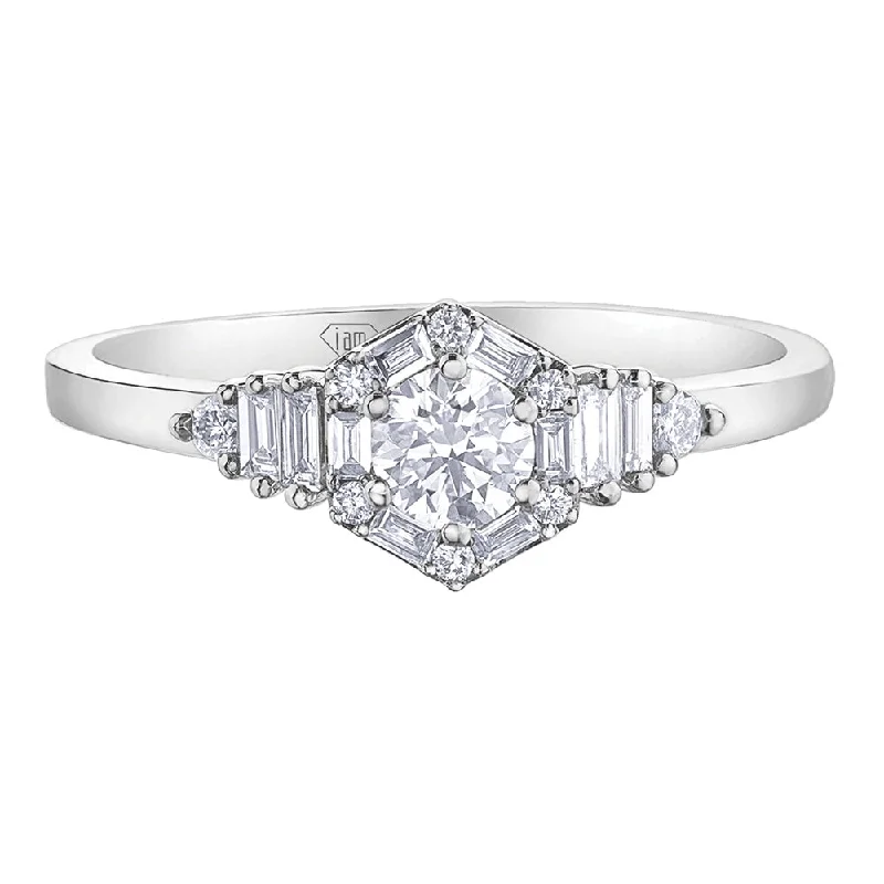 Pear - Shaped Women's Diamond Rings in Yellow Gold with a Single - Diamond Pendant LookCanadian Diamond Ring with Hexagonal Setting Pear - Shaped Women's Diamond Rings in Yellow Gold with a Single - Diamond Pendant LookCanadian Diamond Ring with Hexagonal Setting