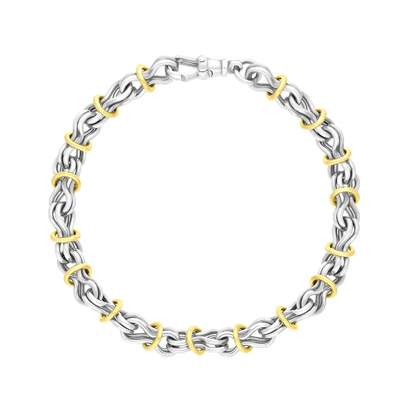 9ct Yellow Gold Sterling Silver Multi Link Handmade Bracelet