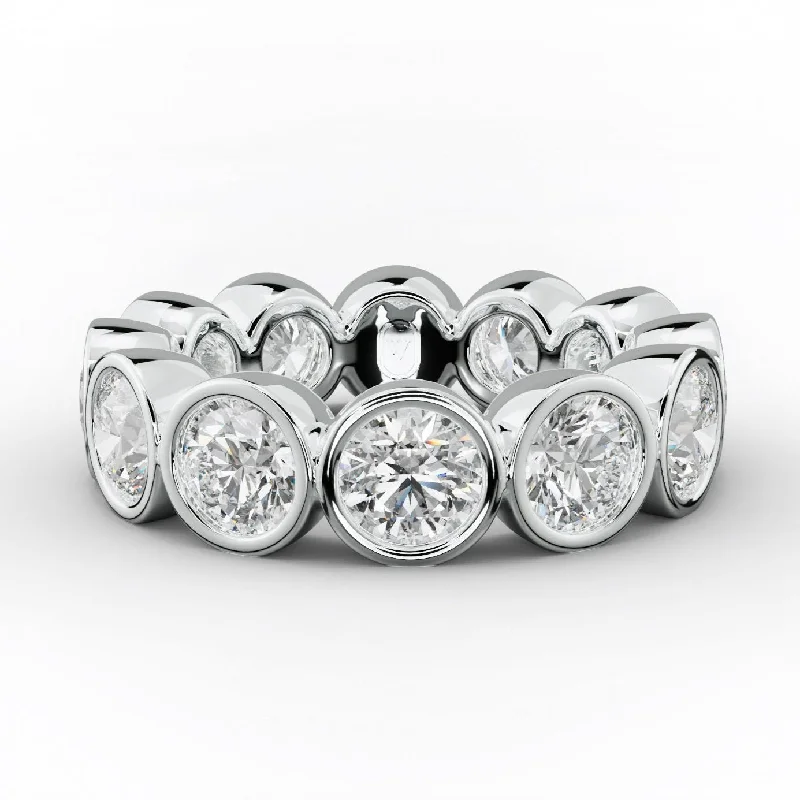 Women's Diamond Rings with Side - Stone Pave Setting for a Sparkling and Continuous Shine4.0 Carat Bezel Set Round Diamond Eternity Band Women's Diamond Rings with Side - Stone Pave Setting for a Sparkling and Continuous Shine4.0 Carat Bezel Set Round Diamond Eternity Band