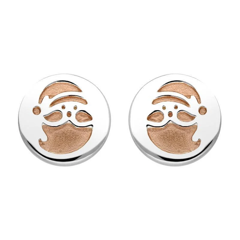 Rose Gold Plated Sterling Silver Santa Stencil Stud Earrings