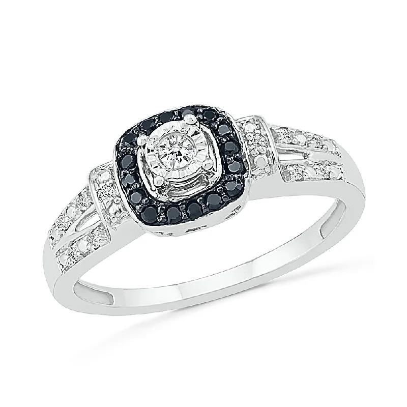 Men's Sapphire Engagement Rings in 18K White Gold with Pave Diamond AccentsHalo Black & White Diamond Engagement Ring Men's Sapphire Engagement Rings in 18K White Gold with Pave Diamond AccentsHalo Black & White Diamond Engagement Ring