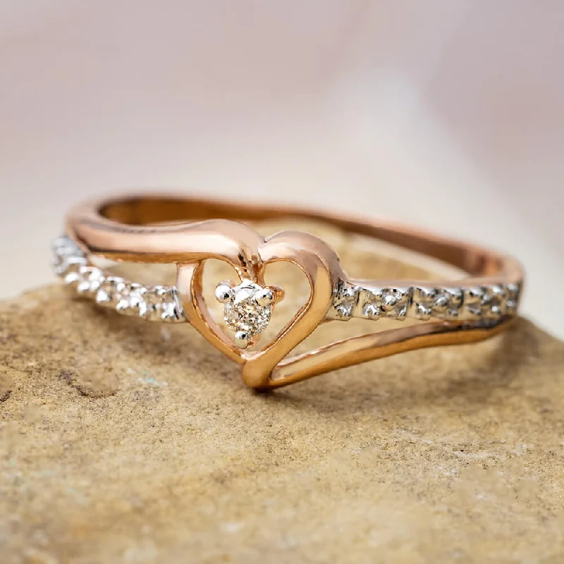 Open - Band Fashion Rings in Sterling Silver with Gemstone InlaysRose Gold Diamond Heart Promise Ring Open - Band Fashion Rings in Sterling Silver with Gemstone InlaysRose Gold Diamond Heart Promise Ring