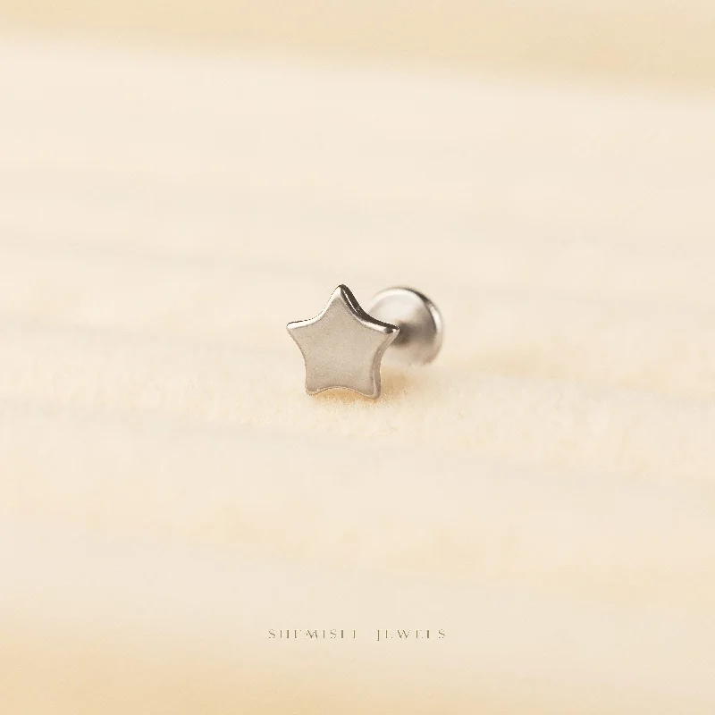 Glow - in - the - Dark Star Stud Earrings for a Mysterious and Night - Time - Friendly AccessoryTiny Star Threadless Flat Back Tragus Stud, 20,18,16ga, 5-10mm, Unisex, Surgical Steel, SHEMISLI SS567 Glow - in - the - Dark Star Stud Earrings for a Mysterious and Night - Time - Friendly AccessoryTiny Star Threadless Flat Back Tragus Stud, 20,18,16ga, 5-10mm, Unisex, Surgical Steel, SHEMISLI SS567