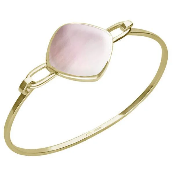 Sustainable Bamboo Bangles with Natural Finishes 9ct Yellow Gold Pink Mother of Pearl Slim Cushion Bangle Sustainable Bamboo Bangles with Natural Finishes 9ct Yellow Gold Pink Mother of Pearl Slim Cushion Bangle