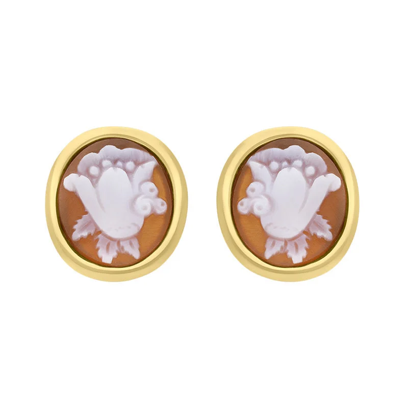 Cameo Italy Yellow Gold Plated Sterling Silver Tulip Earrings D
