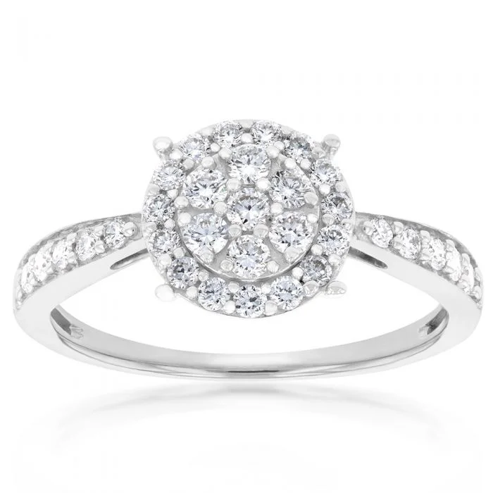 Cluster - Style Women's Diamond Rings with Multiple Small Diamonds Arranged in a Stunning PatternLuminesce Lab Grown Diamond 1/2 Carat Cluster Dress Ring in 9ct White Gold Cluster - Style Women's Diamond Rings with Multiple Small Diamonds Arranged in a Stunning PatternLuminesce Lab Grown Diamond 1/2 Carat Cluster Dress Ring in 9ct White Gold