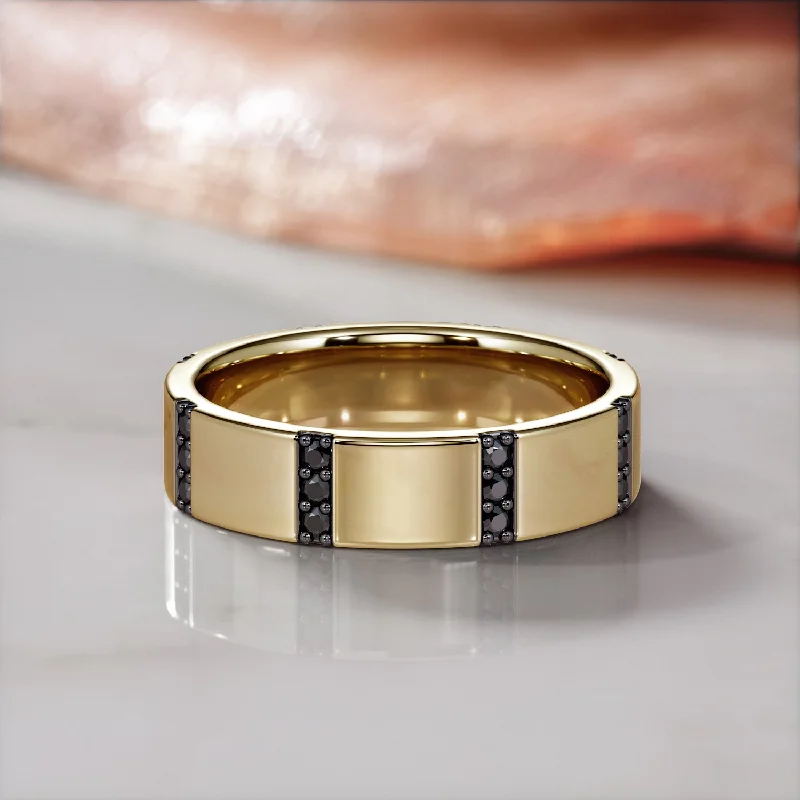 Cathedral - Style Women's Diamond Rings with a Raised Center Setting and Elaborate MetalworkKochav - Natural Black Diamond Wedding Ring For Him Cathedral - Style Women's Diamond Rings with a Raised Center Setting and Elaborate MetalworkKochav - Natural Black Diamond Wedding Ring For Him