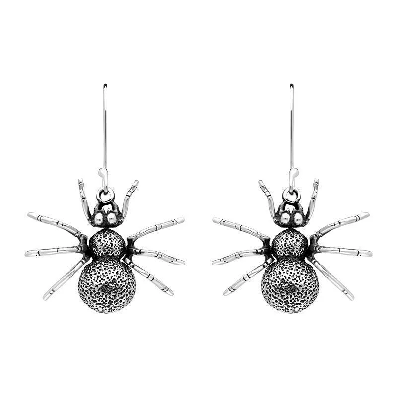Sterling Silver Spider Hook Drop Earrings