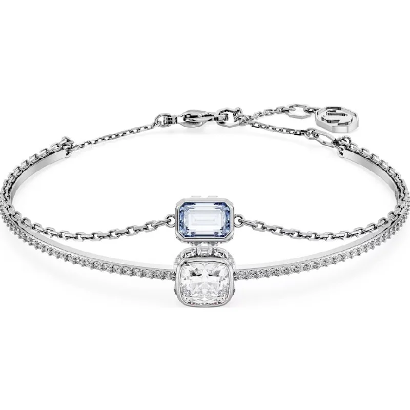 Swarovski Stilla Rhodium Plated Mixed Cut Blue Crystal Bracelet