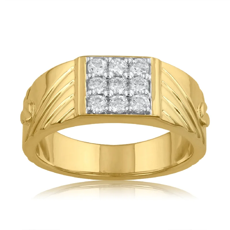 Halo - Style Women's Diamond Rings with a Center Diamond Surrounded by Smaller Diamonds in 18K Gold18K YG Men's Diamond Ring-1pc Halo - Style Women's Diamond Rings with a Center Diamond Surrounded by Smaller Diamonds in 18K Gold18K YG Men's Diamond Ring-1pc