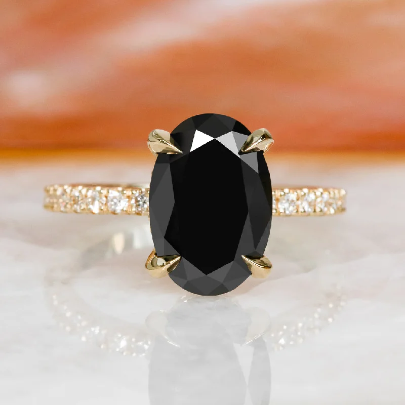 Adjustable Women's Diamond Rings with a Flexible Band for a Comfortable and Custom FitNight Skies Black & White Natural Diamond Oval Cut Engagement Ring Adjustable Women's Diamond Rings with a Flexible Band for a Comfortable and Custom FitNight Skies Black & White Natural Diamond Oval Cut Engagement Ring