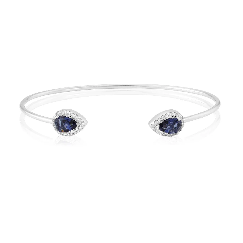 Adjustable Fabric Bangles with Embroidered Floral Designs Waterford Jewellery Sterling Silver Blue and White Cubic Zirconia Bangle