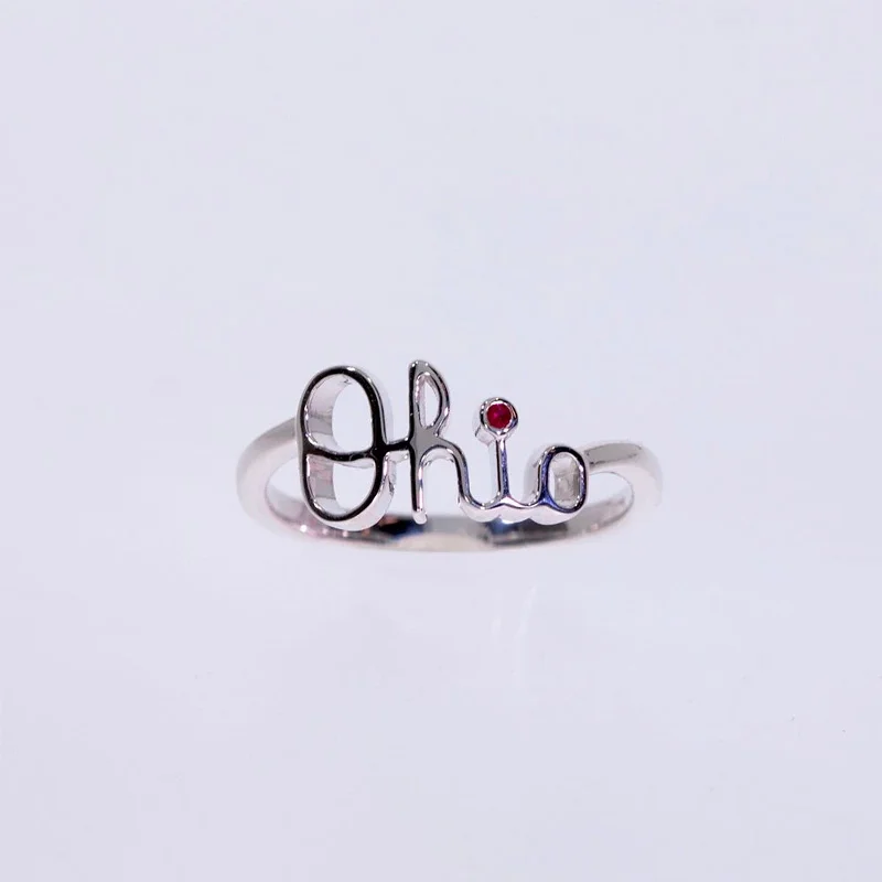 Adjustable Fashion Rings in Leather and Brass with a Tribal - Inspired DesignOSU Script Ohio Ring with Ruby (Size 5) Adjustable Fashion Rings in Leather and Brass with a Tribal - Inspired DesignOSU Script Ohio Ring with Ruby (Size 5)