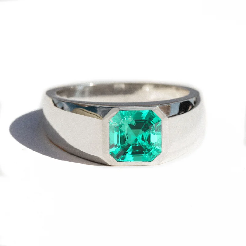 Men's Peridot Engagement Rings in 14K Gold - Filled Metal with a Micro - Pave SettingAsscher Cut Emerald Signet Ring Men's Peridot Engagement Rings in 14K Gold - Filled Metal with a Micro - Pave SettingAsscher Cut Emerald Signet Ring