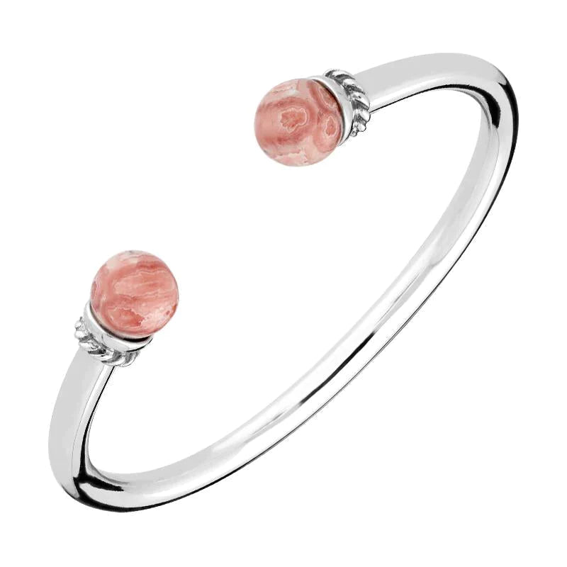 Animal - Print Bangles with Leopard or Zebra Patterns Sterling Silver Rhodochrosite Bead Twist Bangle Animal - Print Bangles with Leopard or Zebra Patterns Sterling Silver Rhodochrosite Bead Twist Bangle