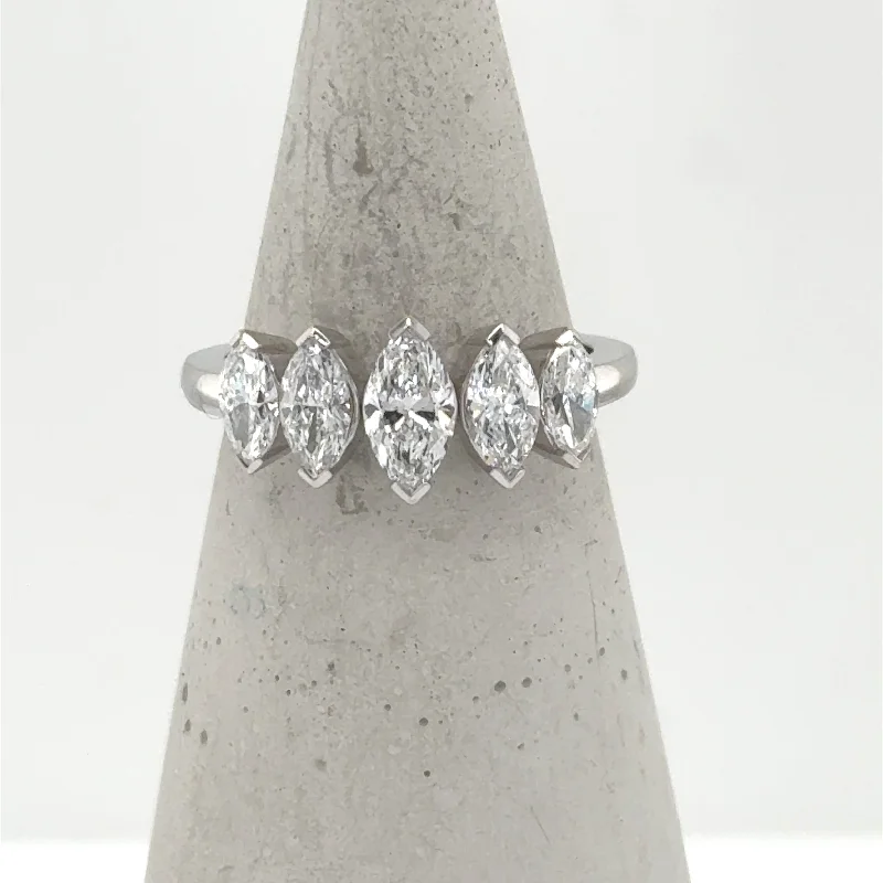 Adjustable Fashion Rings in Leather and Brass with a Tribal - Inspired Design14K White Gold 1.63ctw Marquis Lab-Grown Diamond Band Adjustable Fashion Rings in Leather and Brass with a Tribal - Inspired Design14K White Gold 1.63ctw Marquis Lab-Grown Diamond Band