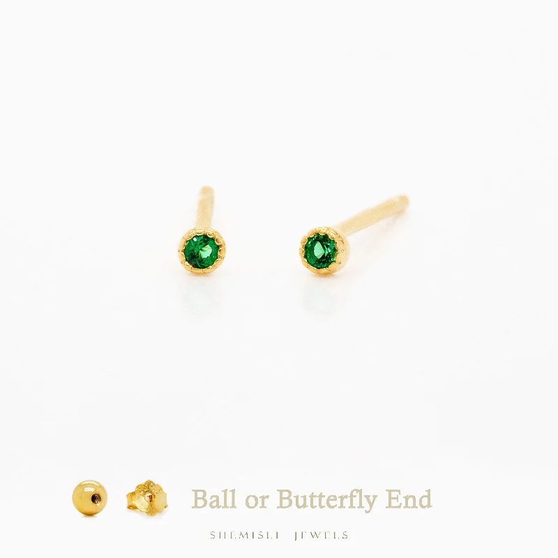 Two - Tone Gold and Silver Plated Clover Stud Earrings for a Lucky and Stylish SymbolSuper Tiny Emerald CZ Stone Studs, Unisex, Gold, Silver SHEMISLI - SS232 Butterfly End, SS965 Screw Ball End (Type A) Two - Tone Gold and Silver Plated Clover Stud Earrings for a Lucky and Stylish SymbolSuper Tiny Emerald CZ Stone Studs, Unisex, Gold, Silver SHEMISLI - SS232 Butterfly End, SS965 Screw Ball End (Type A)