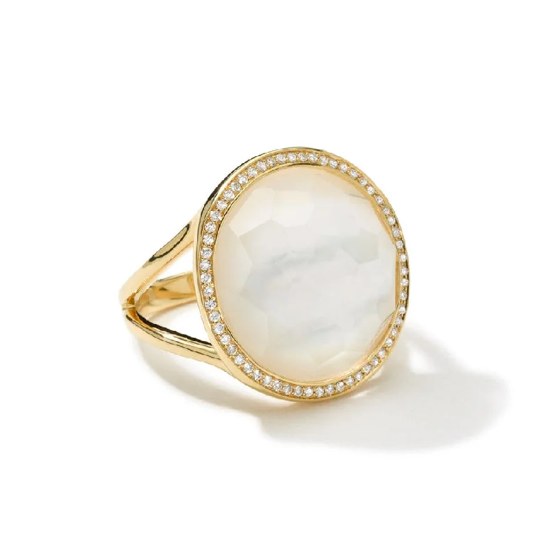 Bohemian - Style Fashion Rings with Turquoise and Silver Filigree for a Free - Spirited LookMother of Pearl/Clear Quartz & Diamond Icon Lollipop Medium Ring Bohemian - Style Fashion Rings with Turquoise and Silver Filigree for a Free - Spirited LookMother of Pearl/Clear Quartz & Diamond Icon Lollipop Medium Ring
