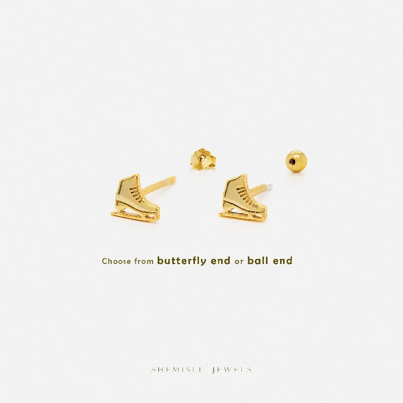 Magnetic - Back Stud Earrings in Black for Easy and Comfortable WearTiny Figure Skates Stud Earrings, Unisex, Gold, Silver SHEMISLI SS693 Butterfly End, SS694 Screw Ball End (Type A) LR Magnetic - Back Stud Earrings in Black for Easy and Comfortable WearTiny Figure Skates Stud Earrings, Unisex, Gold, Silver SHEMISLI SS693 Butterfly End, SS694 Screw Ball End (Type A) LR
