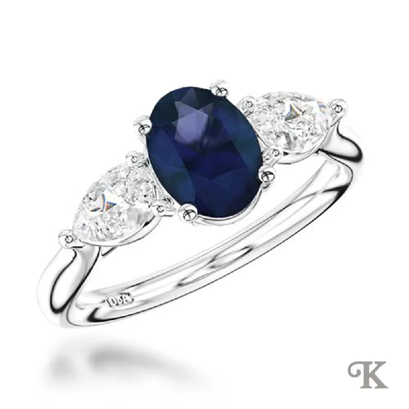Men's Tourmaline Engagement Rings in 18K Two - Tone Gold with a Floral - Inspired SettingFlorentine Oval Three Stone