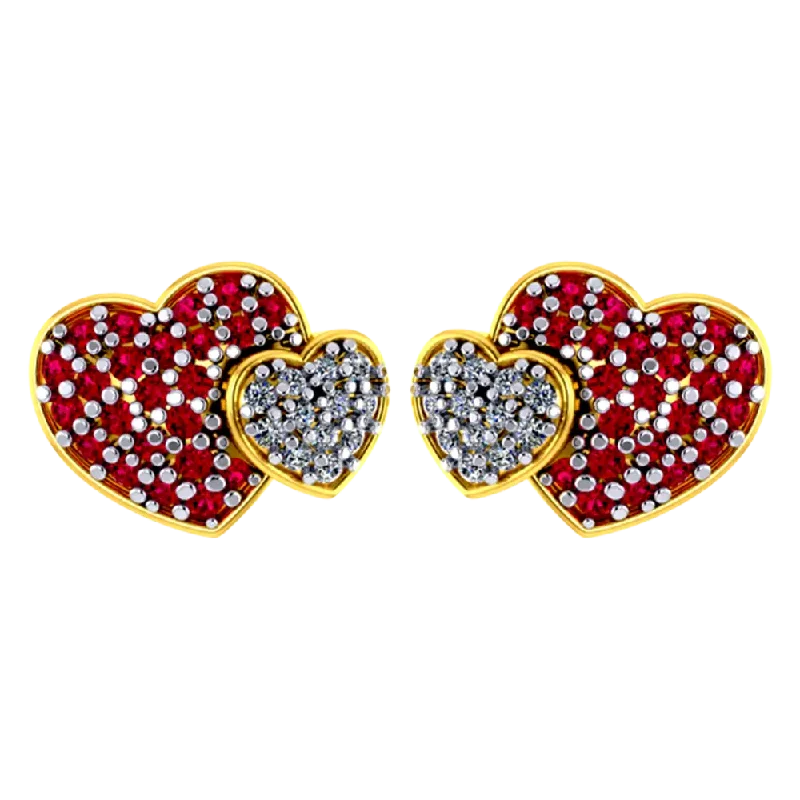 Cathedral - Style Women's Diamond Rings with a Raised Center Setting and Elaborate MetalworkHeart-shaped 14k Gold Earrings With American Diamond And Ruby Detailing Cathedral - Style Women's Diamond Rings with a Raised Center Setting and Elaborate MetalworkHeart-shaped 14k Gold Earrings With American Diamond And Ruby Detailing