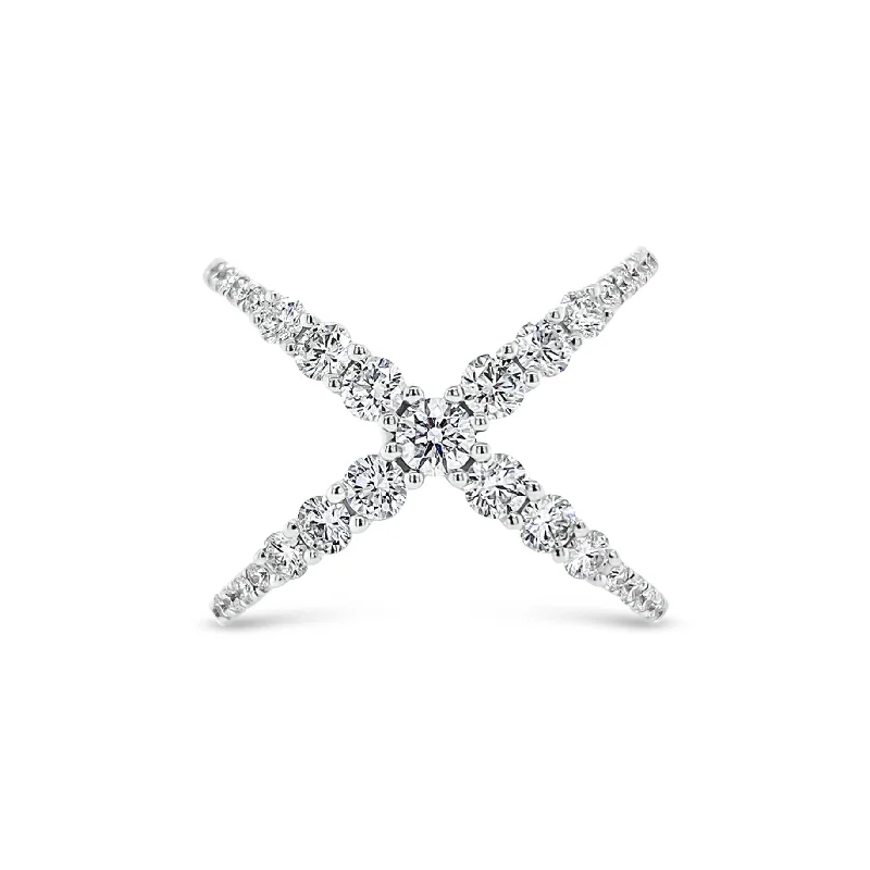 Fashion Rings with Initial Charms in Silver - Plated Metal for a Custom AccessoryDiamond Criss-Cross Ring Fashion Rings with Initial Charms in Silver - Plated Metal for a Custom AccessoryDiamond Criss-Cross Ring