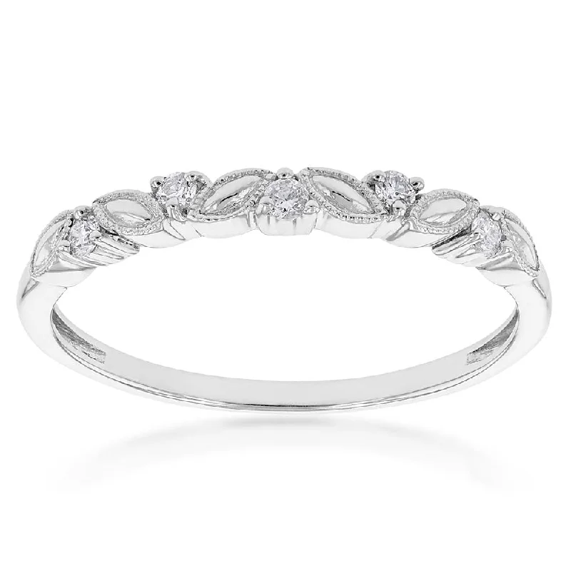 Channel - Set Women's Diamond Rings with Diamonds Securely Held in a Metal Groove for DurabilityLuminesce Lab Grown Diamond Silver Stacker Ring Channel - Set Women's Diamond Rings with Diamonds Securely Held in a Metal Groove for DurabilityLuminesce Lab Grown Diamond Silver Stacker Ring