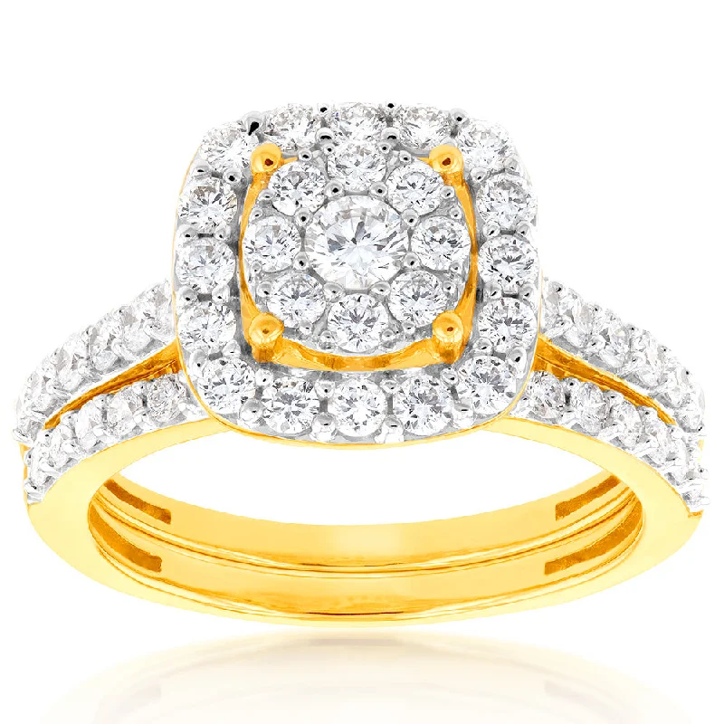 Cushion - Cut Women's Diamond Rings in Platinum with a Soft and Romantic AppearanceLuminesce Lab Grown Diamond 1.2CT Bridal Set in Cushion Design 10ct Yellow Gold Cushion - Cut Women's Diamond Rings in Platinum with a Soft and Romantic AppearanceLuminesce Lab Grown Diamond 1.2CT Bridal Set in Cushion Design 10ct Yellow Gold