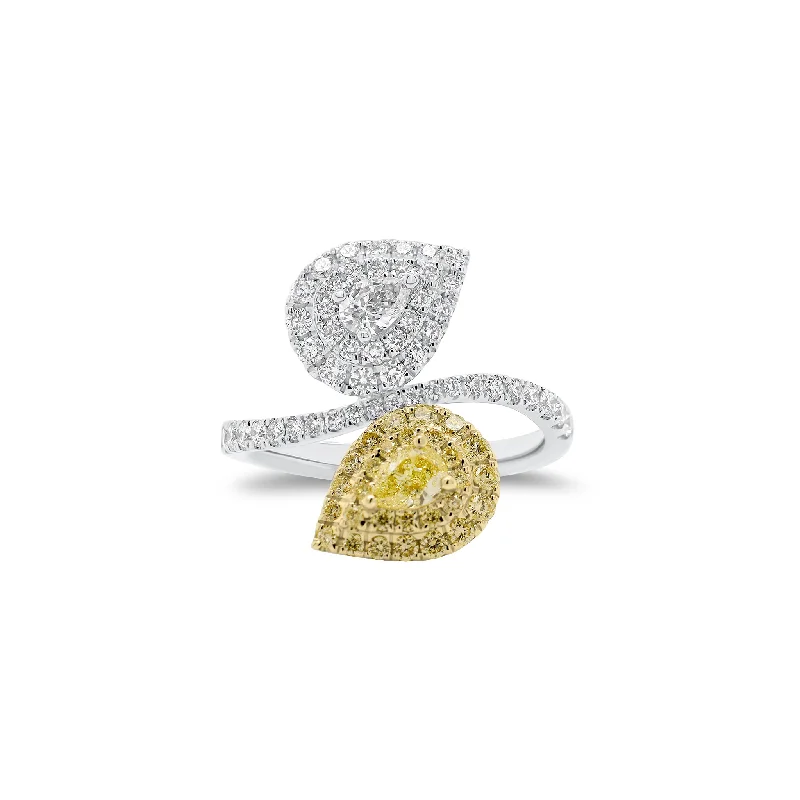Geometric - Shaped Fashion Rings in Titanium with Iridescent InlaysYellow Diamond Toi et Moi Ring Geometric - Shaped Fashion Rings in Titanium with Iridescent InlaysYellow Diamond Toi et Moi Ring