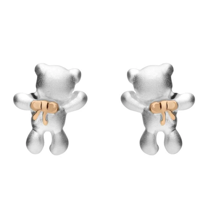 Rose Gold Sterling Silver Plated Teddy Bear Stud Earrings