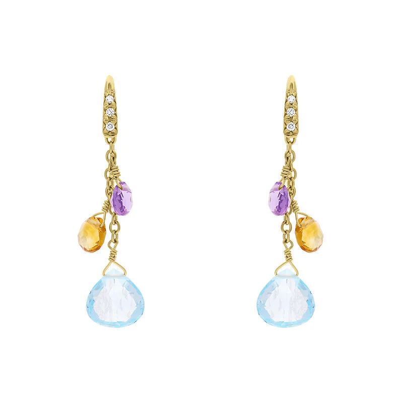Marco Bicego Paradise 18ct Yellow Gold Multicolour Gemstone Drop Earrings