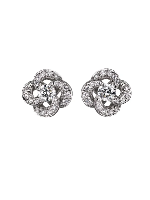 Shaun Leane Entwined 18ct White Gold Diamond Pave Petal Flower Stud Earrings