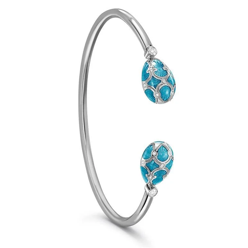 Resin Bangles with Embedded Dried Flowers Faberge Palais Yelagin 18ct White Gold Teal Open Set Bangle Resin Bangles with Embedded Dried Flowers Faberge Palais Yelagin 18ct White Gold Teal Open Set Bangle