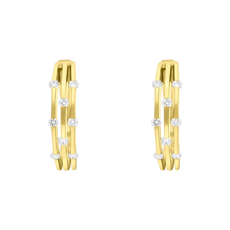 18ct Yellow Gold 0.49ct Diamond Hoop Earrings D