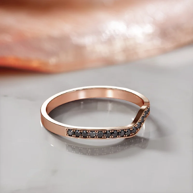 Tennis - Style Women's Diamond Rings with a Continuous Row of Diamonds for a Classic and Versatile LookStellar Arc - Wavey Natural Black Diamond Wedding Band Tennis - Style Women's Diamond Rings with a Continuous Row of Diamonds for a Classic and Versatile LookStellar Arc - Wavey Natural Black Diamond Wedding Band