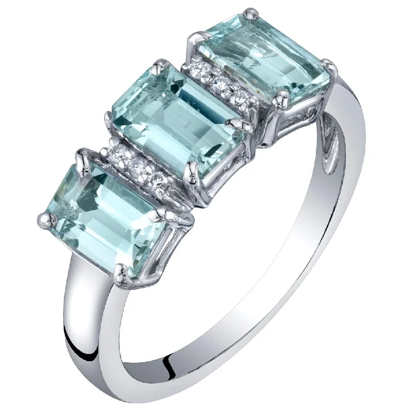 Emerald Gemstone Rings Set in Platinum with Filigree Work for a Vintage - Inspired Look14k White Gold 1.53ct Aquamarine and Diamond Ring Emerald Gemstone Rings Set in Platinum with Filigree Work for a Vintage - Inspired Look14k White Gold 1.53ct Aquamarine and Diamond Ring