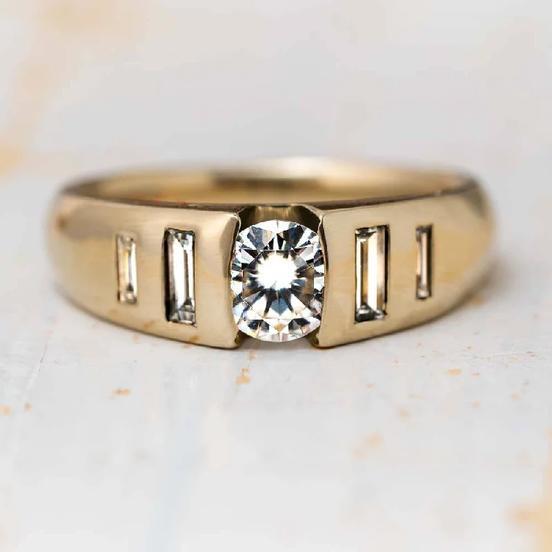 Men's Sapphire Engagement Rings in 18K White Gold with Pave Diamond AccentsMoissanite and Diamond Engagement Ring in White Gold Men's Sapphire Engagement Rings in 18K White Gold with Pave Diamond AccentsMoissanite and Diamond Engagement Ring in White Gold