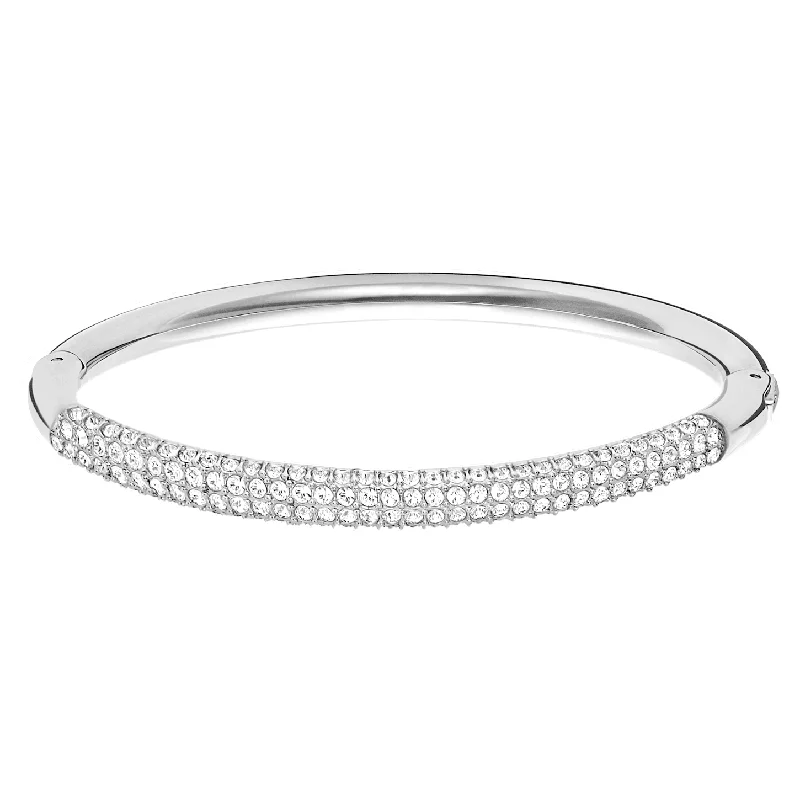 Holiday - Themed Bangles for Christmas or Valentine's Day Swarovski Stone White Rhodium Plated Bangle Holiday - Themed Bangles for Christmas or Valentine's Day Swarovski Stone White Rhodium Plated Bangle