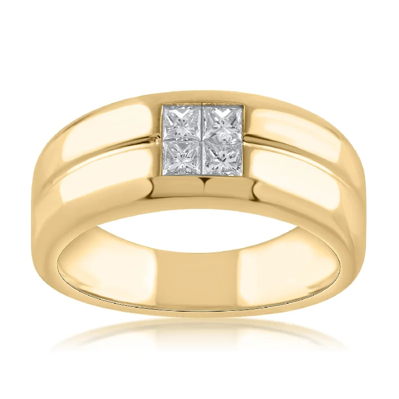 Women's Diamond Rings with Opal Inlays and Diamond Accents for a Mysterious and Iridescent Look18K YG Men's Diamond Ring-1pc Women's Diamond Rings with Opal Inlays and Diamond Accents for a Mysterious and Iridescent Look18K YG Men's Diamond Ring-1pc