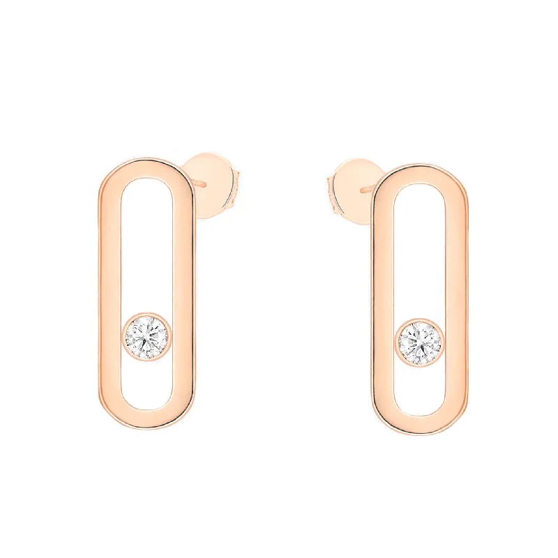 Messika Move Uno 18ct Rose Gold Diamond Stud Earrings