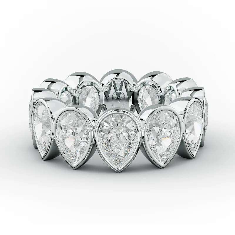 Vintage - Style Women's Diamond Rings with Floral - Engraved Bands and Multiple Diamond Accents7.0 Carat Bezel Set Pear Cut Diamond Eternity Band Vintage - Style Women's Diamond Rings with Floral - Engraved Bands and Multiple Diamond Accents7.0 Carat Bezel Set Pear Cut Diamond Eternity Band