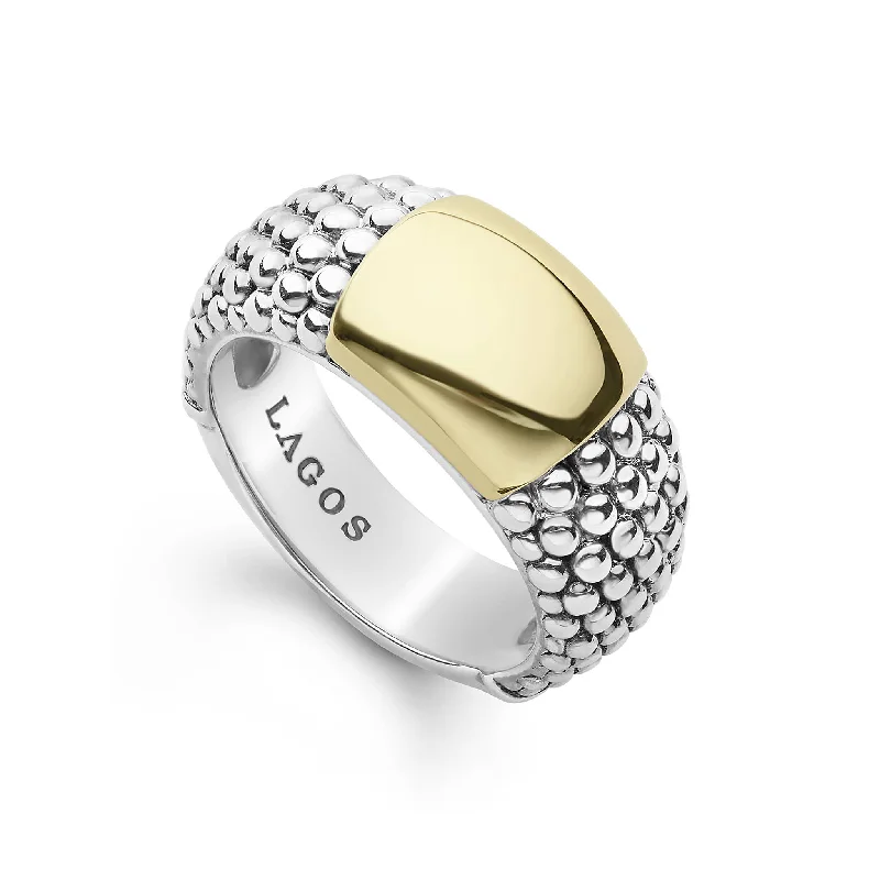 Geometric - Shaped Fashion Rings in Titanium with Iridescent InlaysGold Station Caviar Ring (Size 7) Geometric - Shaped Fashion Rings in Titanium with Iridescent InlaysGold Station Caviar Ring (Size 7)