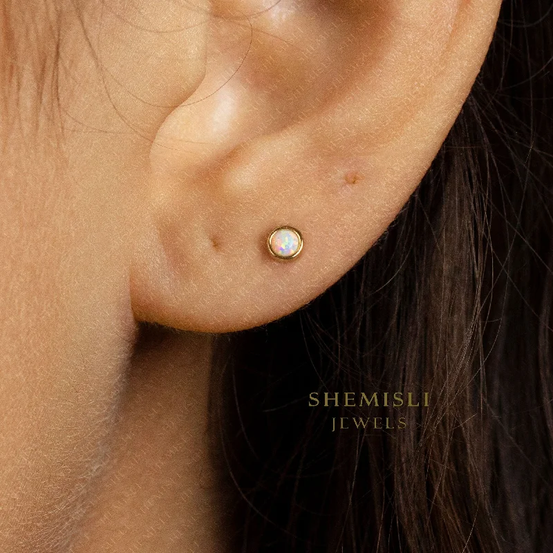 Adjustable - Back Crystal Stud Earrings in Clear for a Sparkling and Versatile PieceWhite Opal Bezel Stud Earrings, Gold Earrings, Unisex, Gold, Silver SHEMISLI - SS098 Adjustable - Back Crystal Stud Earrings in Clear for a Sparkling and Versatile PieceWhite Opal Bezel Stud Earrings, Gold Earrings, Unisex, Gold, Silver SHEMISLI - SS098