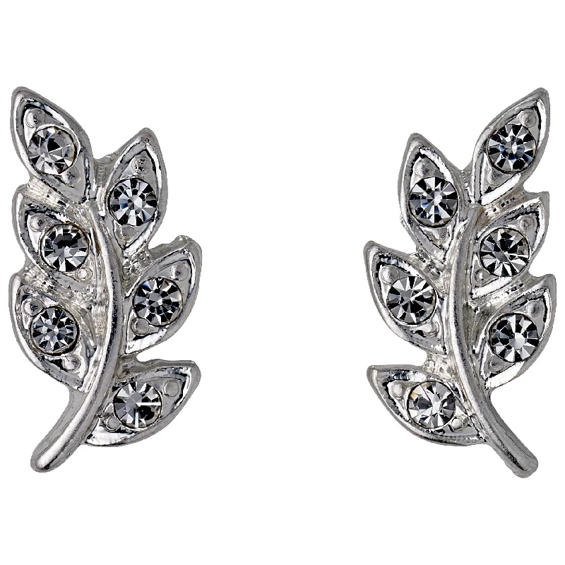 Rhinestone - Embellished Crown - Shaped Stud Earrings for a Princess - Inspired LookIMOGEN crystal leaf earrings silver-plated Rhinestone - Embellished Crown - Shaped Stud Earrings for a Princess - Inspired LookIMOGEN crystal leaf earrings silver-plated